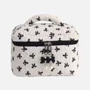  Quilted Bow Print Zip Top Makeup Bag