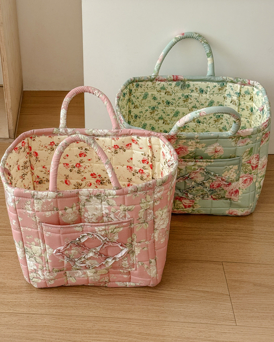 Quilted Floral Soft Side Storage Tote