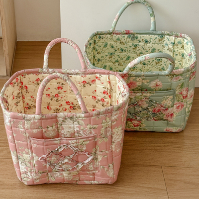 Quilted Floral Soft Side Storage Tote