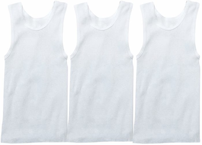 Boy's Multi-Item Pack of White Cotton Blend Tank Top Undershirts