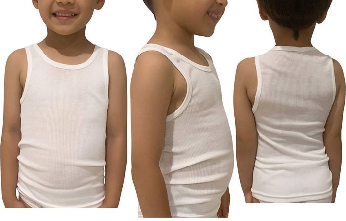 Boy's Multi-Item Pack of White Cotton Blend Tank Top Undershirts