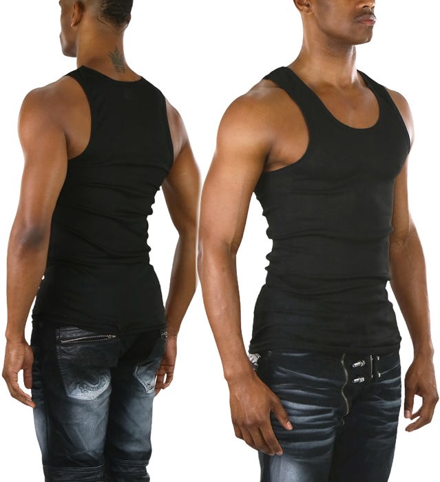 Men's Cotton Blend Slim Fit Shallow Scoop Neck Sleeveless A-Shirts