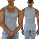 Small 3 Pack: Heather Grey Men's Cotton Blend Slim Fit Shallow Scoop Neck Sleeveless A-Shirts