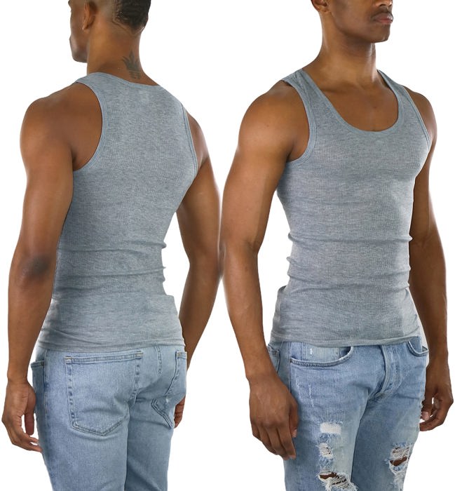Men's Cotton Blend Slim Fit Shallow Scoop Neck Sleeveless A-Shirts