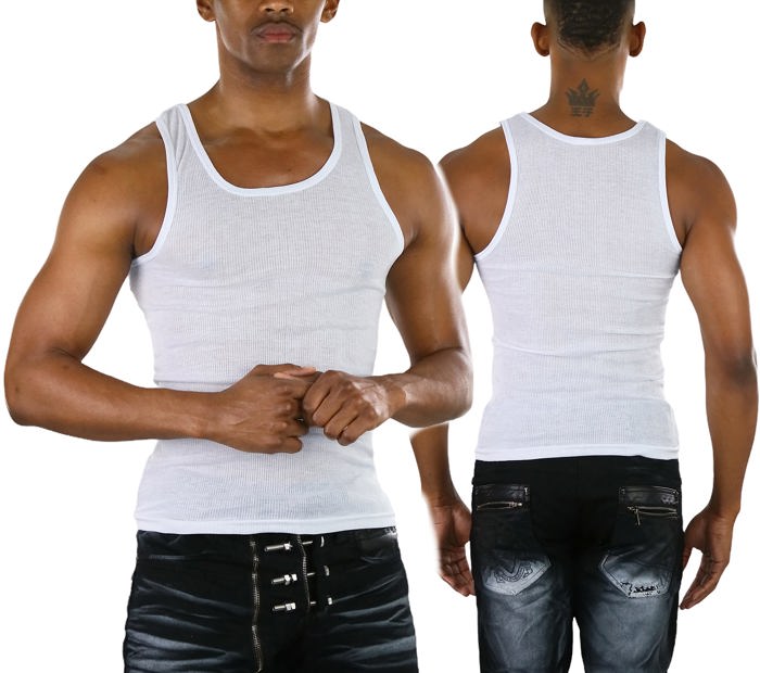 Men's Cotton Blend Slim Fit Shallow Scoop Neck Sleeveless A-Shirts