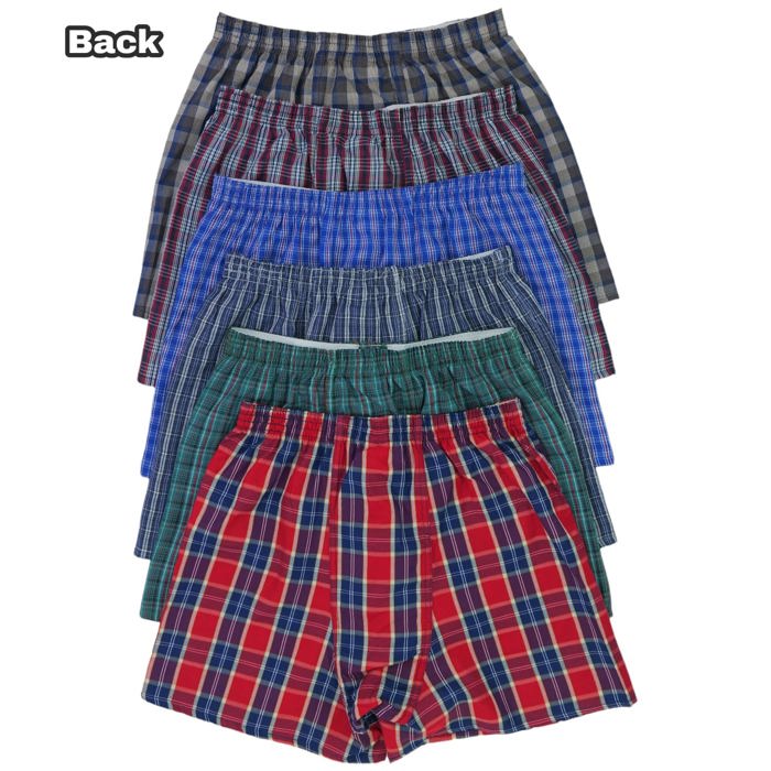Men's Multi-Pack of Loose Fit Tartan Plaid Boxer Shorts w/Button Fly