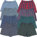6 Pack: Assorted Medium Men's Multi-Pack of Loose Fit Tartan Plaid Boxer Shorts w/Button Fly