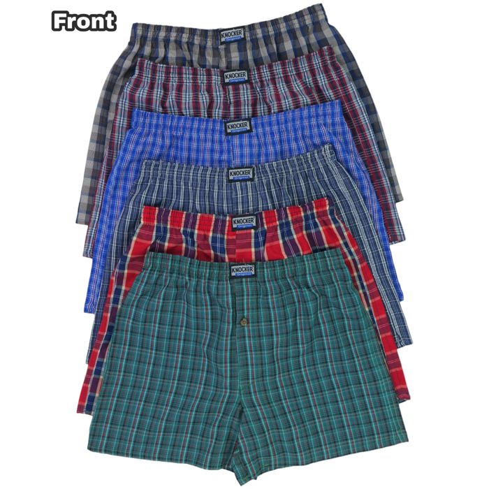 Men's Multi-Pack of Loose Fit Tartan Plaid Boxer Shorts w/Button Fly