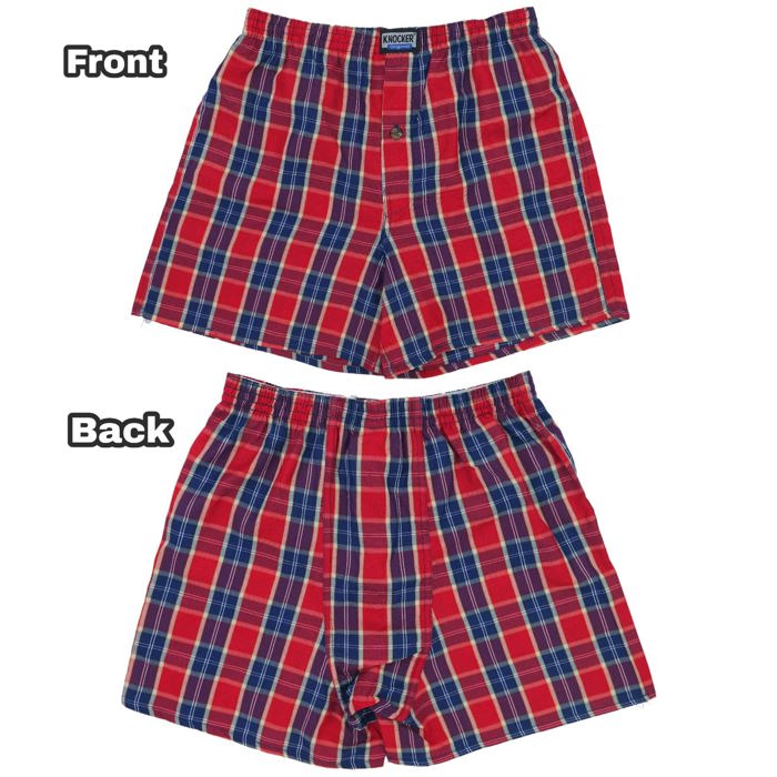 Men's Multi-Pack of Loose Fit Tartan Plaid Boxer Shorts w/Button Fly