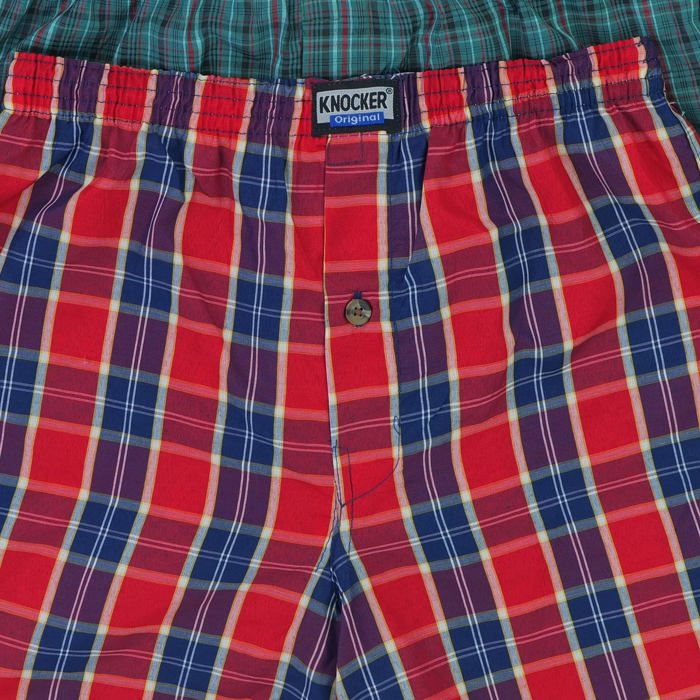 Men's Multi-Pack of Loose Fit Tartan Plaid Boxer Shorts w/Button Fly