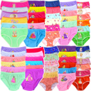 L 6 Pack: Randomly Assorted Girls' Pack of 6 Random Assorted Print Cotton Bikini Panties