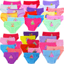 M 6 Pack: Randomly Assorted Girls' Pack of 6 Random Assorted Print Cotton Bikini Panties