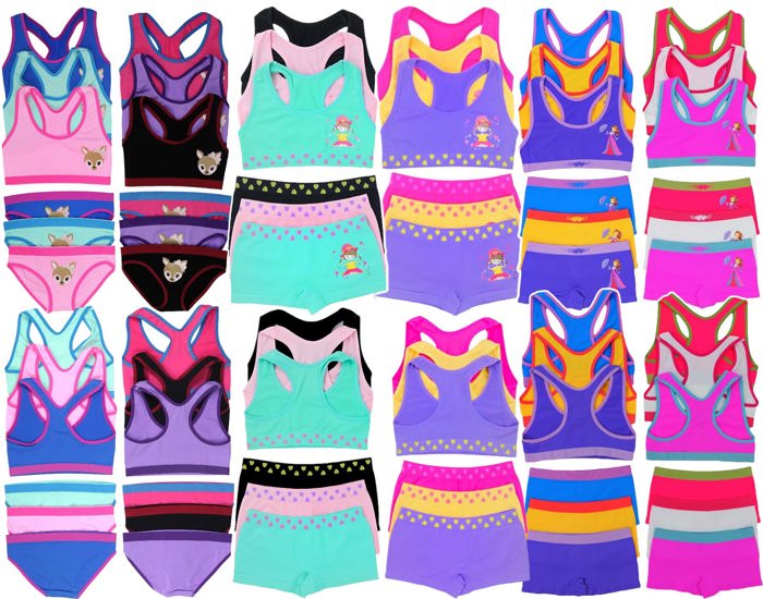 Girl's 12 Piece set of 6 Matching Racerback or Cami Tops and Bottoms
