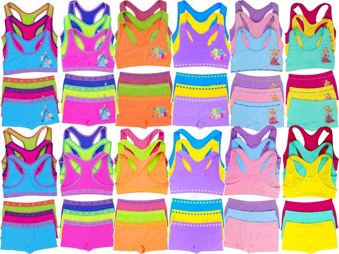 Girl's 12 Piece set of 6 Matching Racerback or Cami Tops and Bottoms