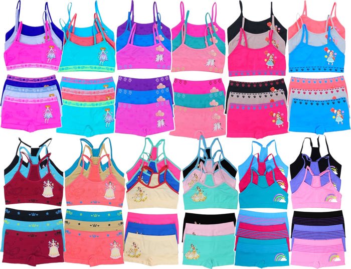 Girl's 12 Piece set of 6 Matching Racerback or Cami Tops and Bottoms