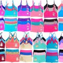 12 Piece: Cami Top & Matching Bottom L Girl's 12 Piece set of 6 Matching Racerback or Cami Tops and Bottoms