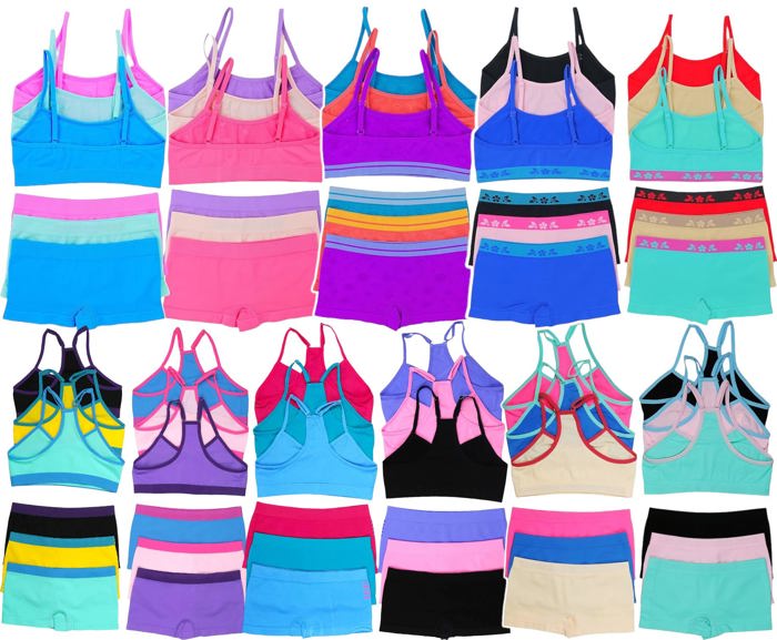 Girl's 12 Piece set of 6 Matching Racerback or Cami Tops and Bottoms