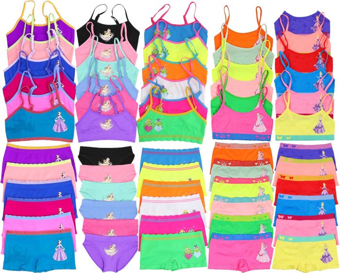 Girl's 12 Piece set of 6 Matching Racerback or Cami Tops and Bottoms