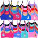 L 12 Pack: Cami Bras Girls' Multi-Item Pack of Random Print Racerback or Cami Training Bras Tops