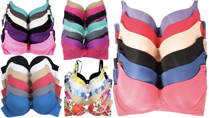 Women's Pack of 6 Randomly Selected Style Bras With Underwire Sizes 30A-40DD