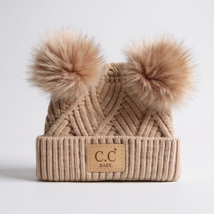 C.C® Baby Beanie Pom Criss-Cross Hats