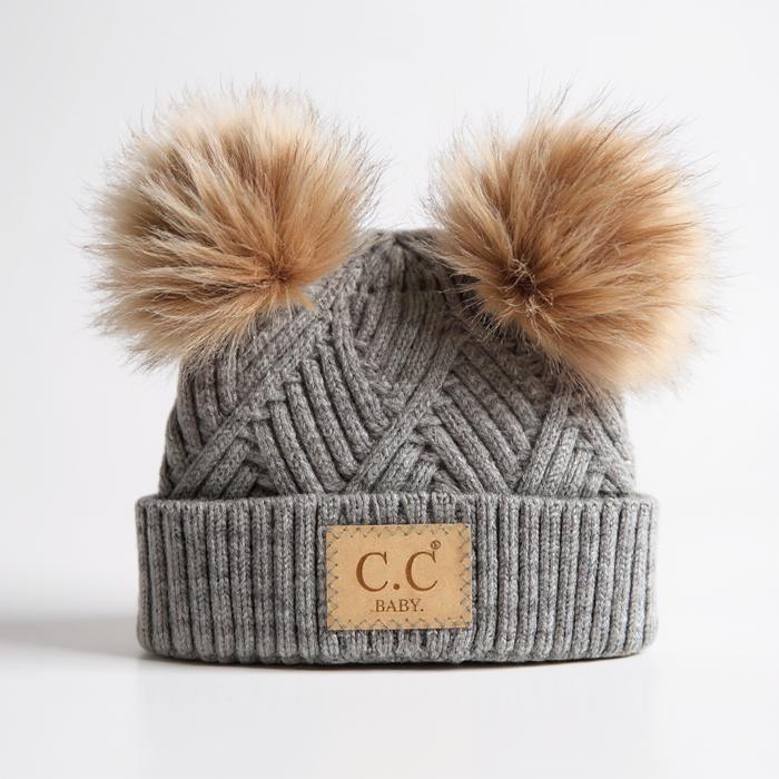 C.C® Baby Beanie Pom Criss-Cross Hats