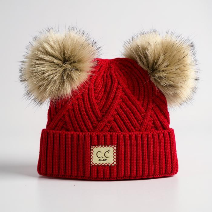 C.C® Baby Beanie Pom Criss-Cross Hats