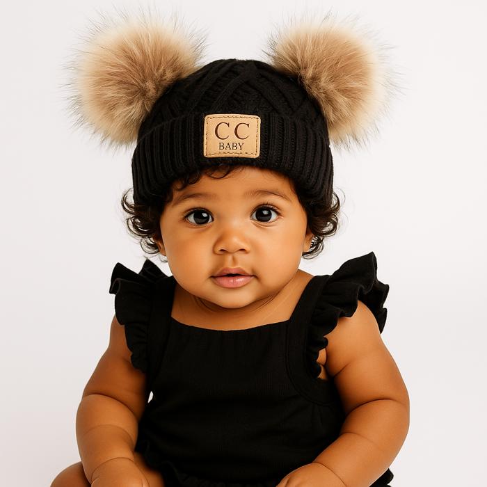 C.C® Baby Beanie Pom Criss-Cross Hats