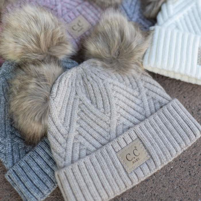C.C® Baby Beanie Pom Criss-Cross Hats