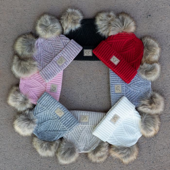 C.C® Baby Beanie Pom Criss-Cross Hats
