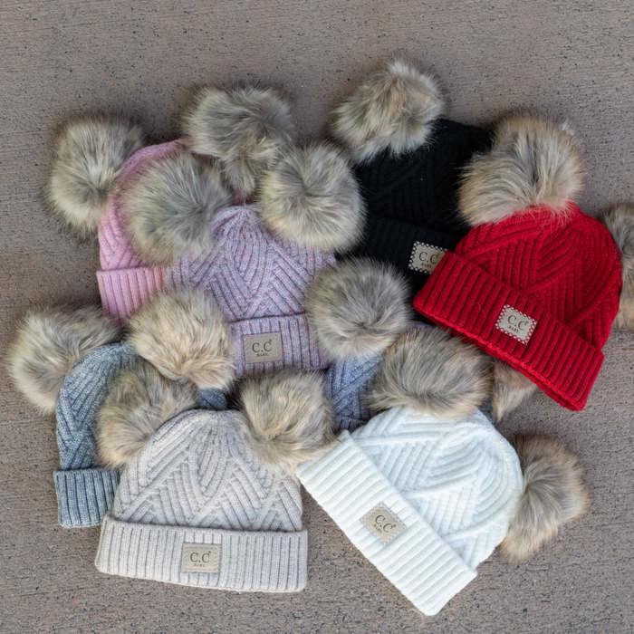 C.C® Baby Beanie Pom Criss-Cross Hats