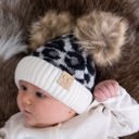 Beige | Newborn - 12 Month C.C® Beanie Double Pom Baby Leopard Winter Hats,