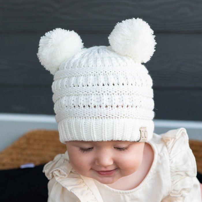C.C® Baby Beanie Yarn Pom Pom Hats