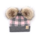 Light Grey/Pale Pink | Newborn - 12 Month C.C® Beanie Baby & Kids Buffalo Plaid Double Pom Hats