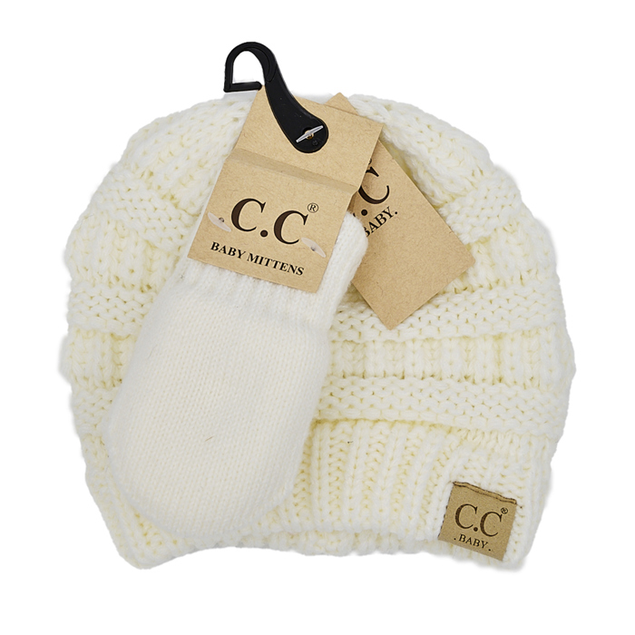 C.C® Baby Unisex Beanie and Mitten Set
