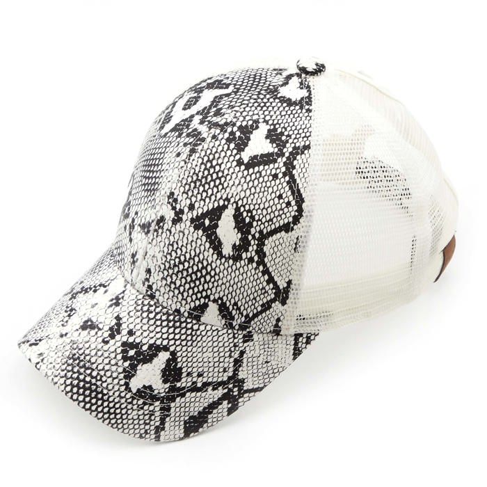 C.C� Popular Pattern Messy Bun Pony Cap Trucker Hats