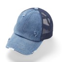 Denim/Navy CC Multi-Level Criss Cross Women's Baseball Ponytail Cap Hat