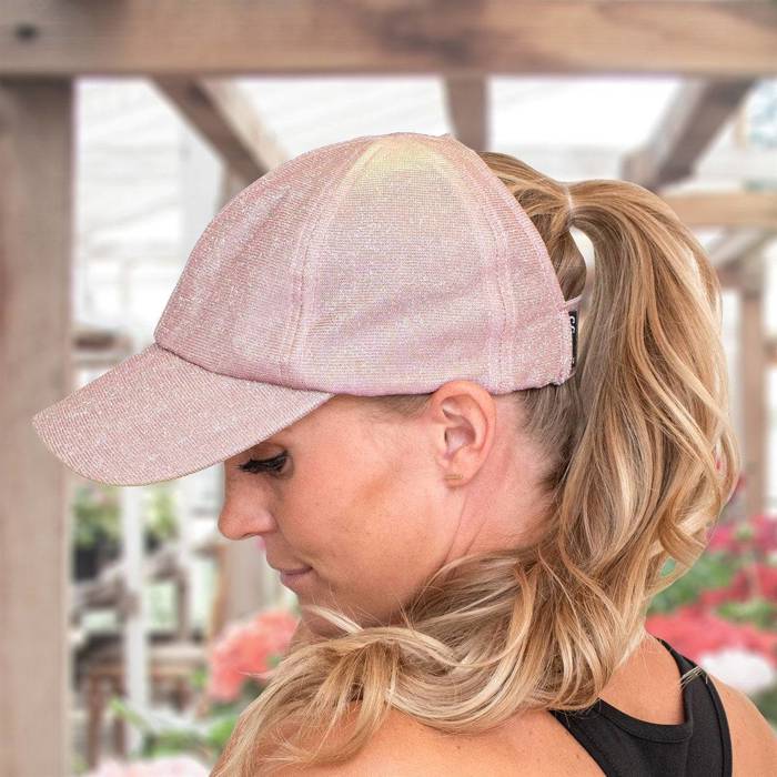 C.C� Pony Cap Metallic Stretch with Comfort Fit