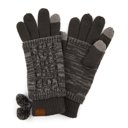 Dark/Light Grey CC Touchscreen Glove w/ Cuff & Pom