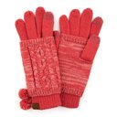 Dark Rose CC Touchscreen Glove w/ Cuff & Pom
