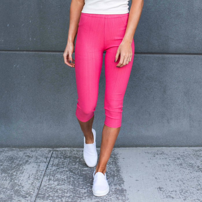 Premium Stretch Soft High Waisted Jeggings for Women- Capri- Denim Leggings - Cotton Stretch Blend