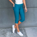 Teal  (Fits Pant Size 0-9) Premium Stretch Soft High Waisted Jeggings for Women- Capri- Denim Leggings - Cotton Stretch Blend