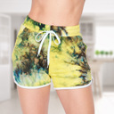 Denim/Yellow Small/Medium (0-4) Luxury So Soft Tie Dye Draw String Shorts
