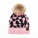  C.C® Beanie Soft Leopard Pom Hats, Women Teen Girls