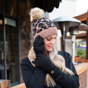 Dark Melange Grey Leopard C.C® Beanie Soft Leopard Pom Hats, Women Teen Girls
