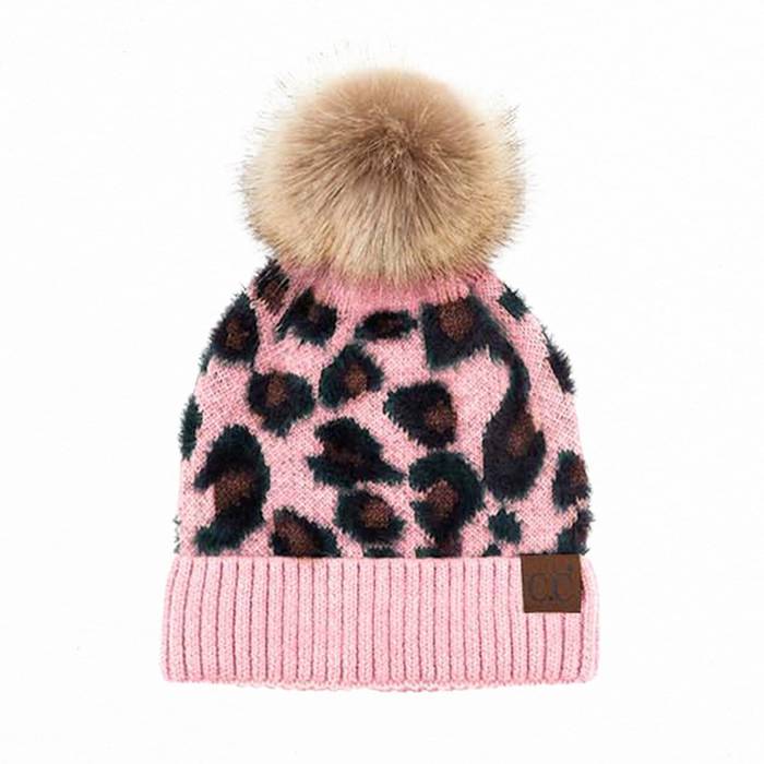 C.C® Beanie Soft Leopard Pom Hats, Women Teen Girls