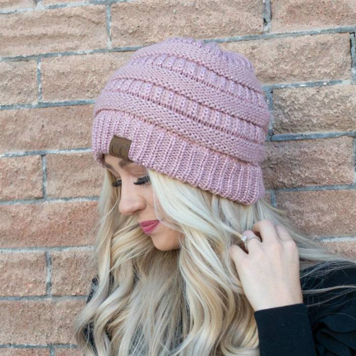 C.C® Beanie Cozy Metallic Cable Knit Skully Hats