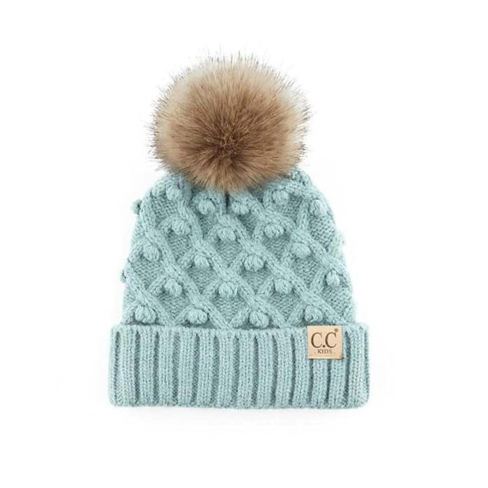 C.C® Fleece Lined Pom Beanie | Hand Crocheted Bobbles