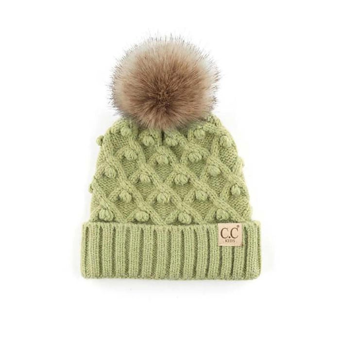 C.C® Fleece Lined Pom Beanie | Hand Crocheted Bobbles