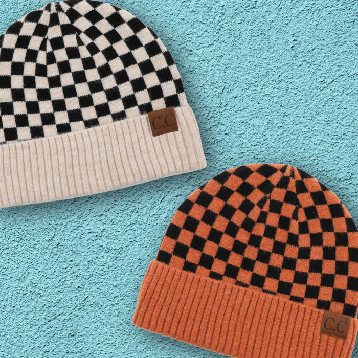 C.C® Beanie Check Pattern Hats